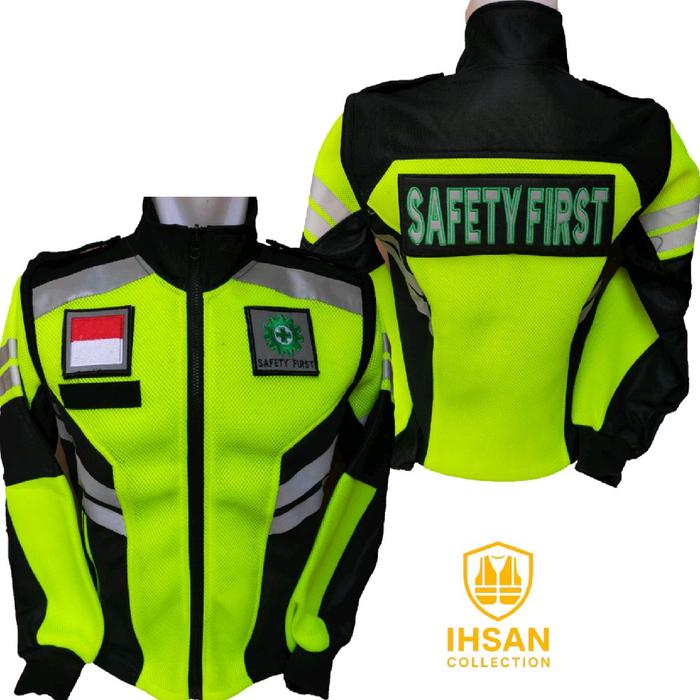 Ihsan Collection Rompi Jaket Security Satpam Safety First Bahan Jaring Tebal Premium dengan Reflekto