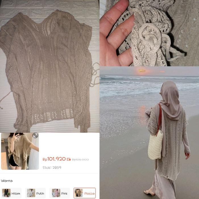 PL Outer jaring knit rajut import / outer mantai pantai