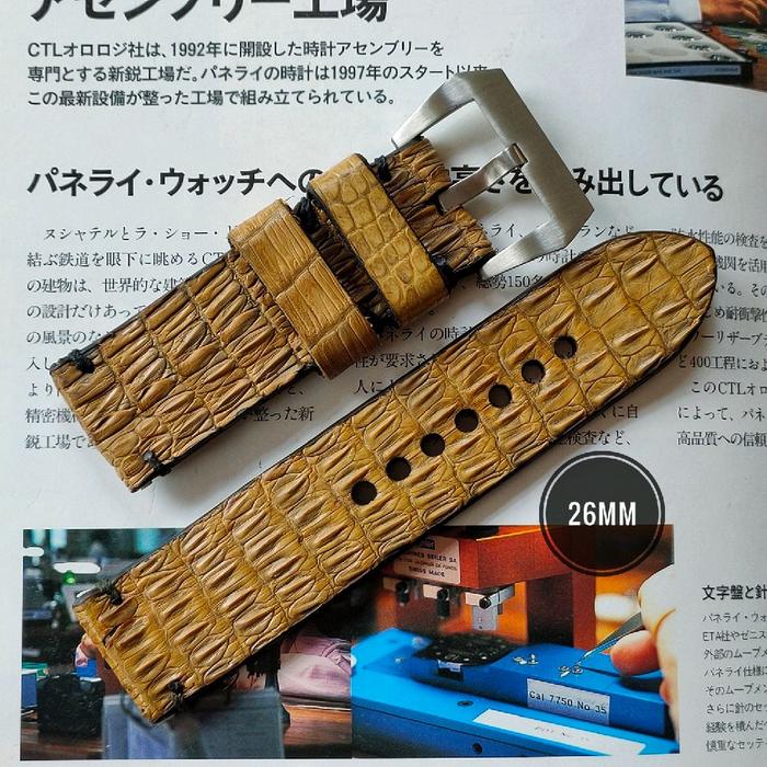 26mm • Genuine Hornback Croco Straps Leather Handmade Tali Jam Tangan • Ochre Brown Croco Hornback S