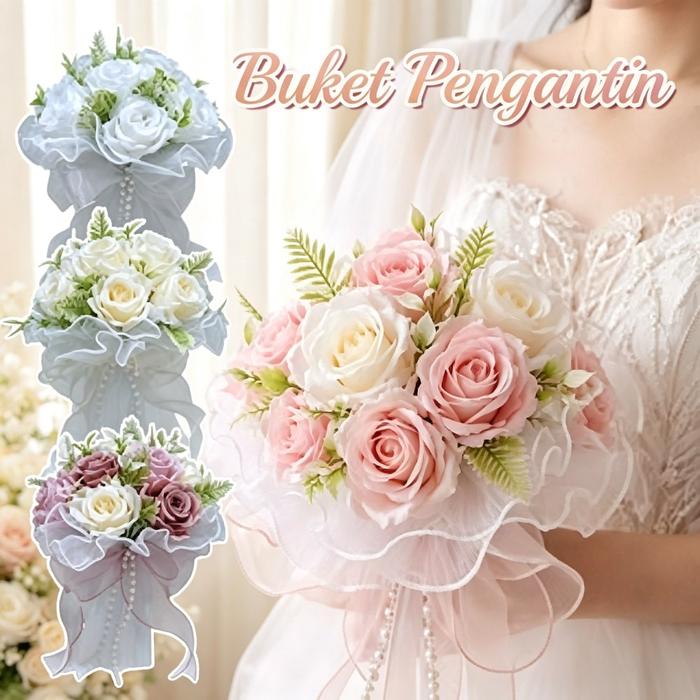 Hand Bouquet Wedding Bunga Pengantin Bunga Artificial Buket Bunga Pernikahan Untuk Wedding, Dekorasi