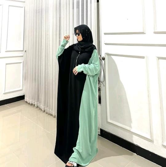 sqa gallery kaftan bahan crinkcle gamis syar i  panjang wanita dewasa Muslim Dress Crinkle Syari