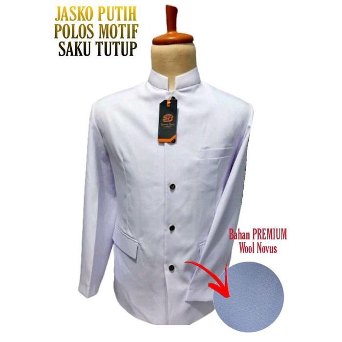 Jasko Polos Premium Warna Putih Bahan Wool Novus Jasko modern Jasko Kekinian Jasko Pria Dewasa Musli