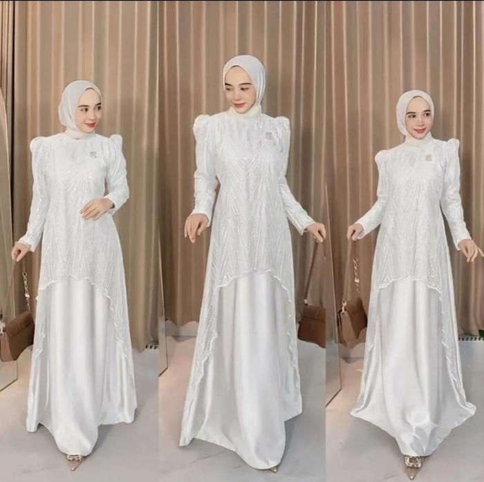 New Mazaya dress Motif Full Brukat Ukuran Jumbo LD 120 Bahan velvet Premium Gamis wanita pesta Konda