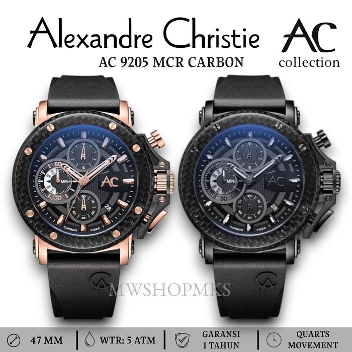 Jam Pria Alexandre Christie AC9205 AC 9205 MCR Carbon Rubber Strap Original Garansi Resmi Alexander