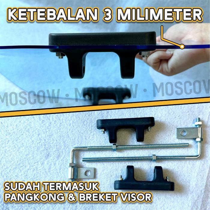Terlaris VISOR MODEL APPLE UNIVERSAL MIKA PENAHAN ANGIN TAMENG KACA DEPAN ALL MOTOR + BAUT BREKET PN