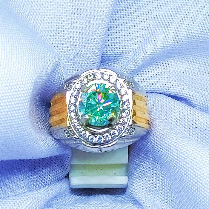 Cincin Blue Moissanite + Memo