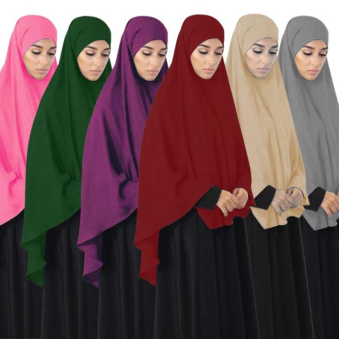 Large Khimar Hijab Muslim Women  One Piece Amira Overhead Scarf Prayer Niqab Burqa Islam Abaya Eid R