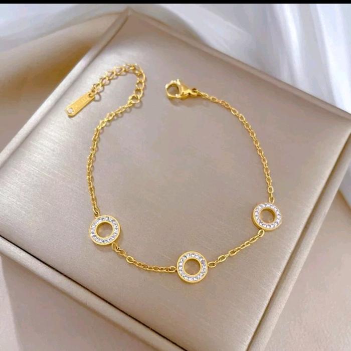 ( GELANG TITANIUM ) Gelang TITANIUM PERMATA BOLONG PUTIH
