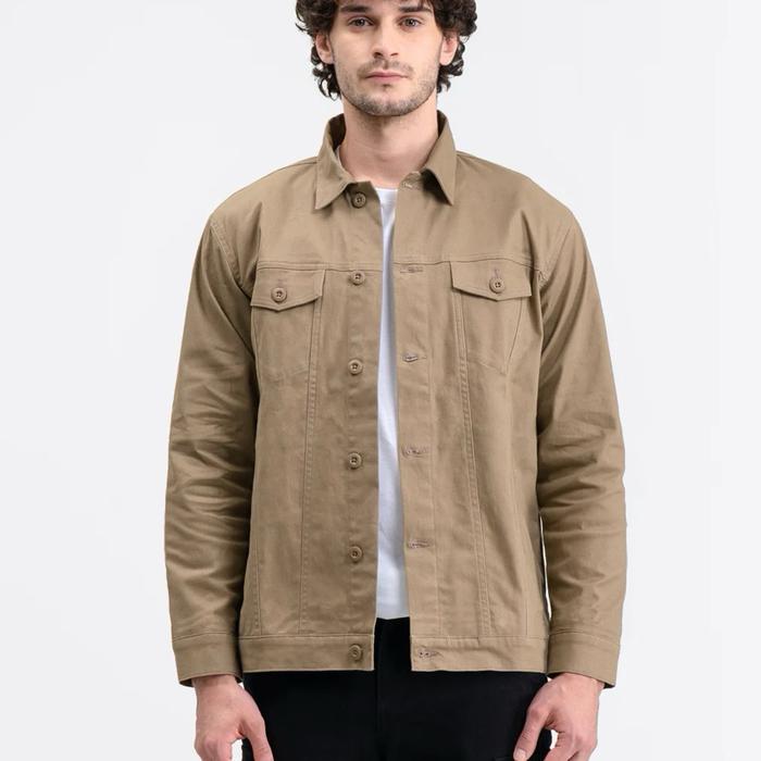 Livehaf Trucker Canvas Jacket Coklat Pria