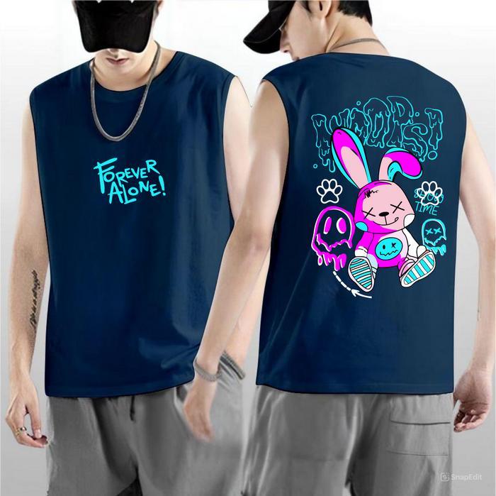 Baju Kaos Singlet Pria Dewasa RABIT FOREVER  Gym Santai Trendy | Size M,L,XL,XXL / Kaos Tanktop Lekb