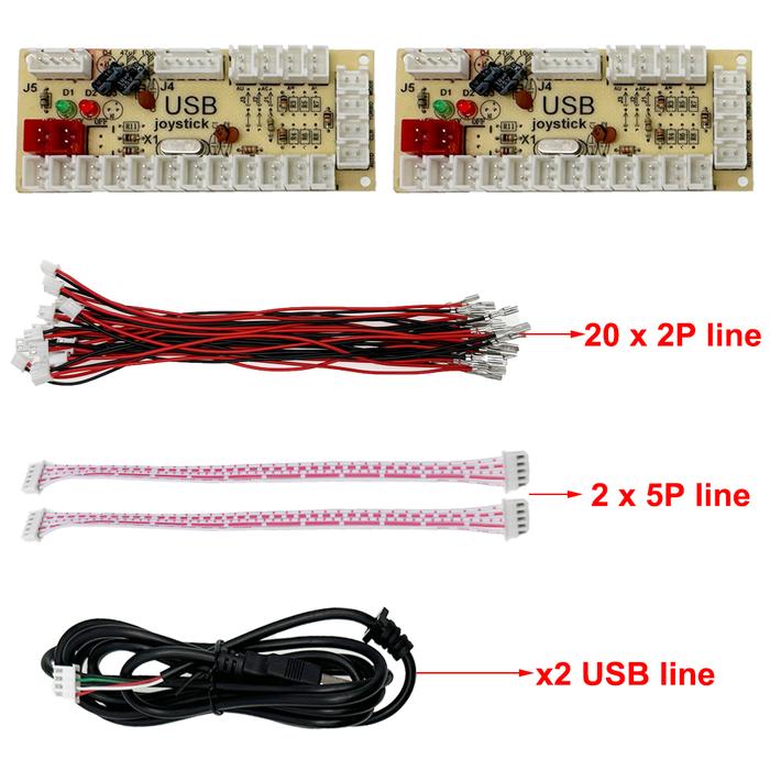 Zero Delay Arcade USB Encoder PC to Joystick Fighting Games Replacement Parts Encoder Board +Wire 4.