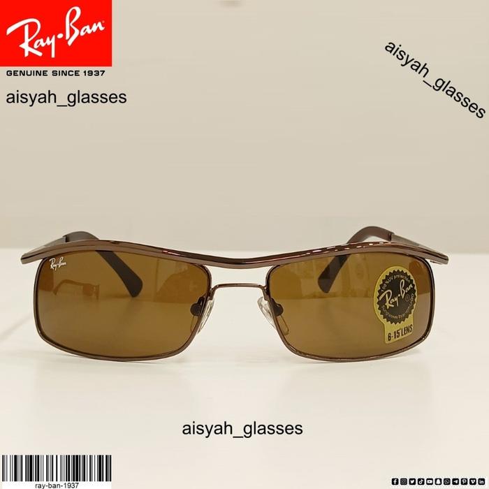 Kacamata Ray-Ban 3339-014/57 Pria Coklat Metal Wrap Full Rim 59-16-135