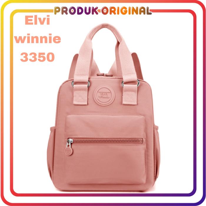 Elvi winnie ori - Tas ransel wanita Elvi winnie 3350 nilon waterproof tas ransel wanita import Hitam
