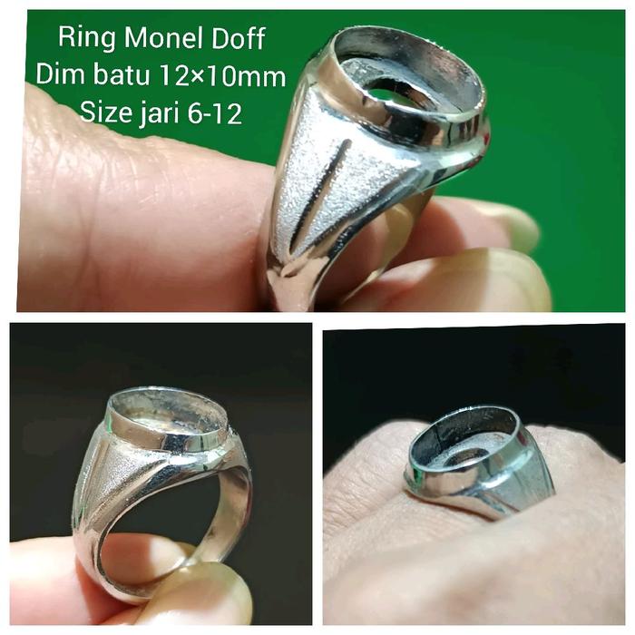 Ring Cincin Monel Doff Tanpa Sambungan Dim batu 12×10mm Size jari 6-12