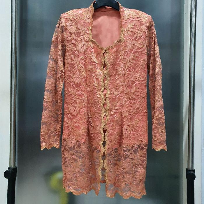 AK kebaya warna oren salmon prelove preloved second baju wanita atasan cewek