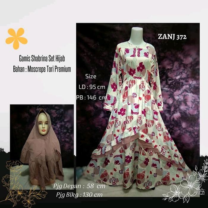 Gamis Wanita Dewasa Shabrina Set hijab Syar'i Muslim Syari Dress Lebaran Mewah Remaja