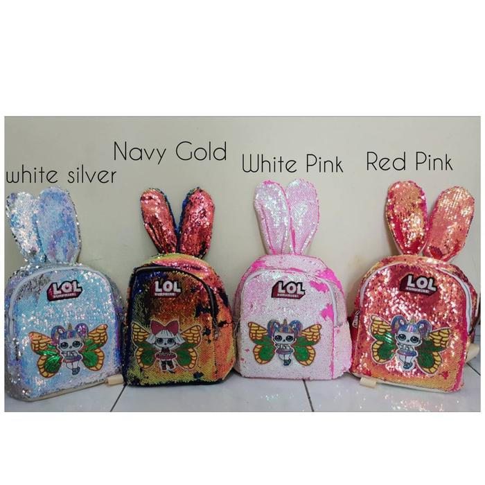 (SALE) Tas anak sekolah kekinian LOL BUTTERFLY SEQUIN EAR BAG import bagus main gayagaya