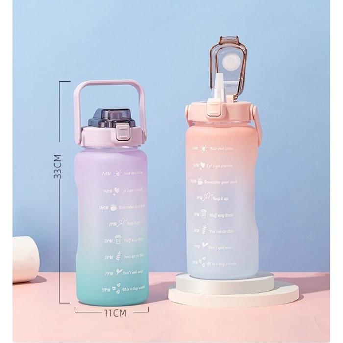 Botol Minum 2 Liter (FREE Sticker) Botol Minum Motivasi 2 Liter / Botol Flip