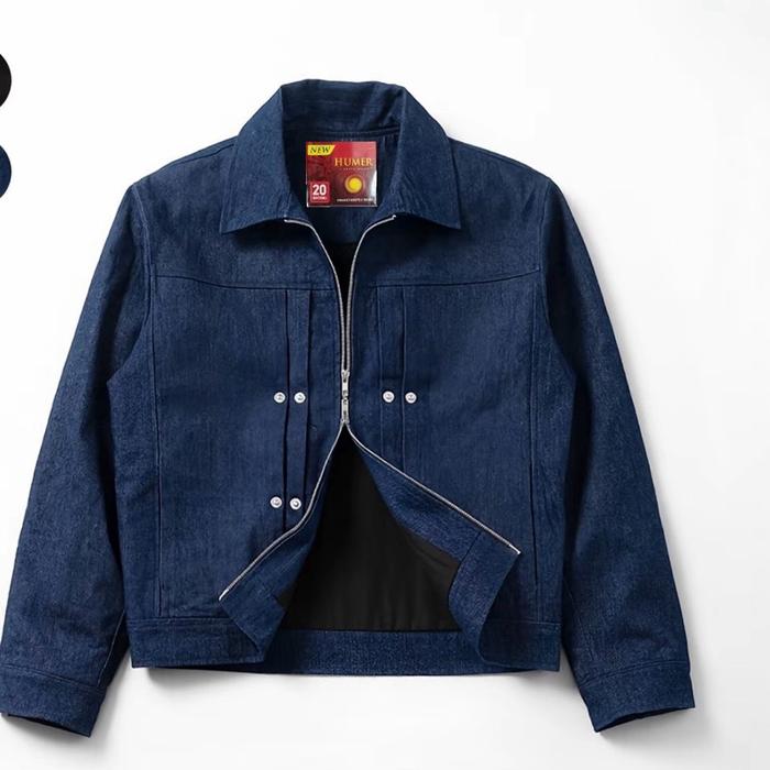 H nwe m1  Jaket Kulit Suede Hitam dengan Resleting  Depan dan Saku Samping untuk Gaya Casual h4, mer