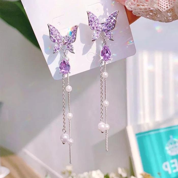 Anting Tindik Women's Geometric Drops Earrings Sparkling Zircon Earrings Jewelry Fashion Trendy Earr