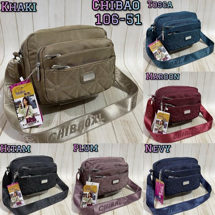 TAS SELEMPANG WANITA ORI CHIBAO KANVAS BORDIR CB106-22 6Sleting