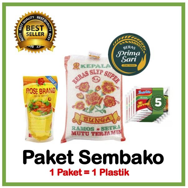 PAKET SEMBAKO MURAH KOMPLIT ( Beras , Minyak Goreng , Indomie )