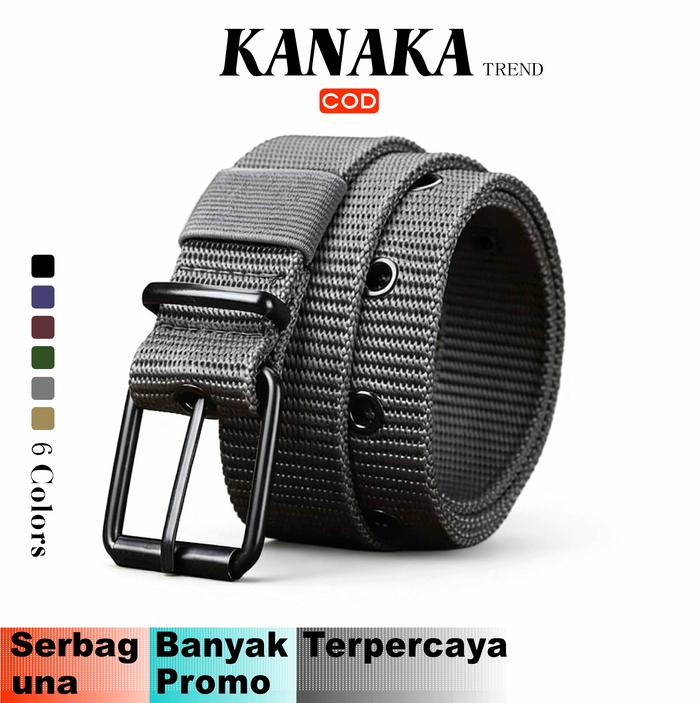 KANAKA kat Pinggang Pria Korea Sabuk Dewasa Nylon Tebal Unlock Fast Otomatis Gesper Belt