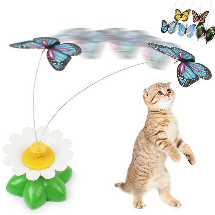Mainan Kucing Kupu-Kupu Elektrik Automatic Rotating Flying Butterfly