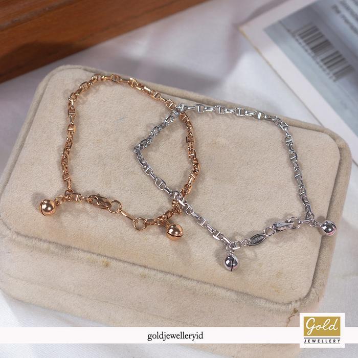 GELANG EMAS PUTIH KADAR 750 17K - PGL14092200- MODEL FLIK HRMS
