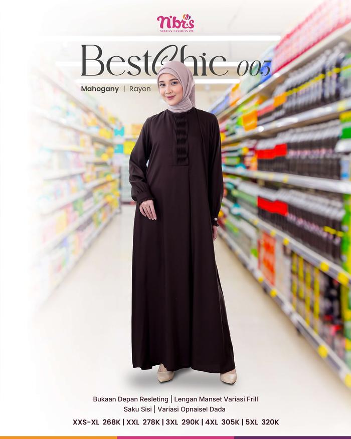GAMIS DEWASA NIBRAS BESTCHIC 005 WARNA MAHOGANY,COKLAT SUSU,HITAM