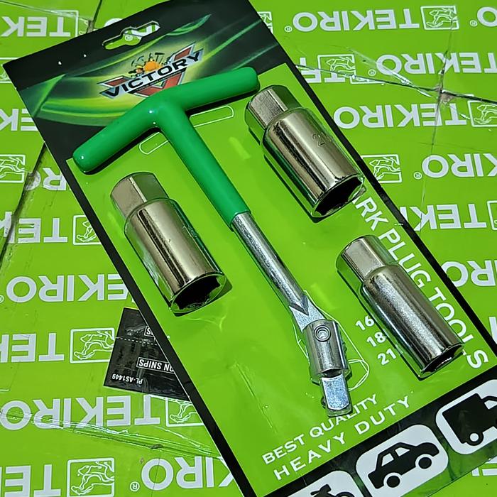 Victory Kunci Busi Set 3 Mata Kunci Busi Double 16 18 Dan 21 Mm Sok Busi Ready Kunci Busi Motor