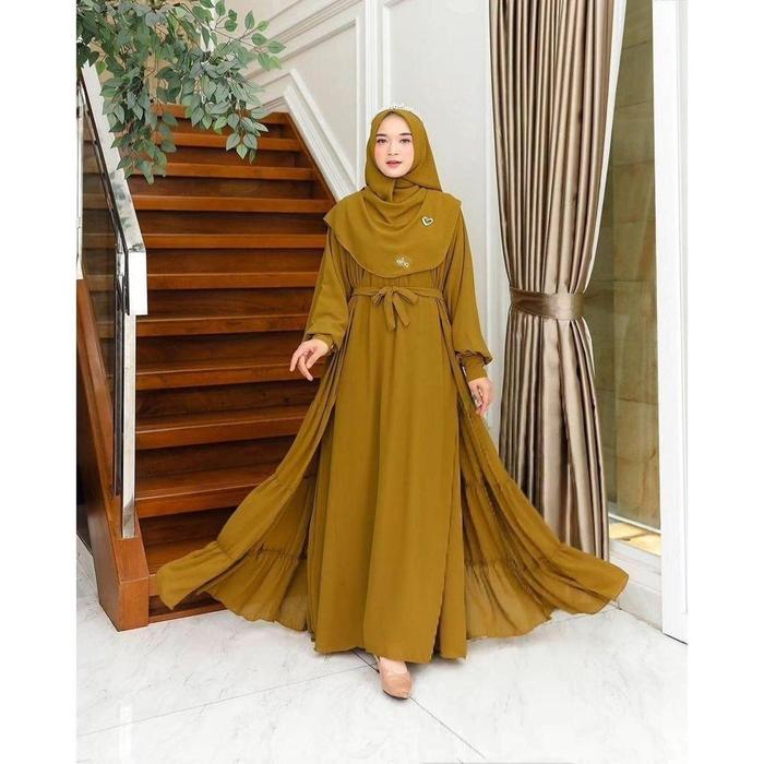 𝔸.𝕀  Cherie dress pola polos outher terpisah model kasual premium exclusim gamis muslim kekinian gam