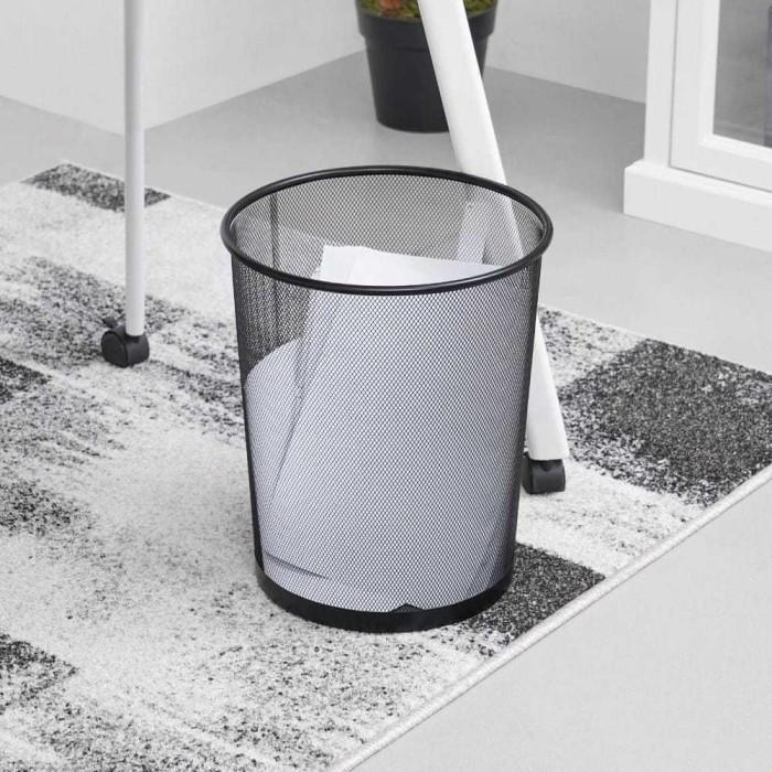Tempat Sampah Jaring Besi Bulat Trash Bin Mesh Keranjang Tong Hitam