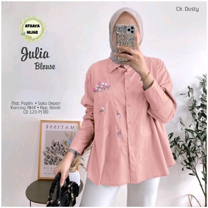 Busana Kemeja Atasan Wanita Katun Poplin Motif Bunga Bordir Mewah Cantik Ld 120 Outfit Daily Kekinia
