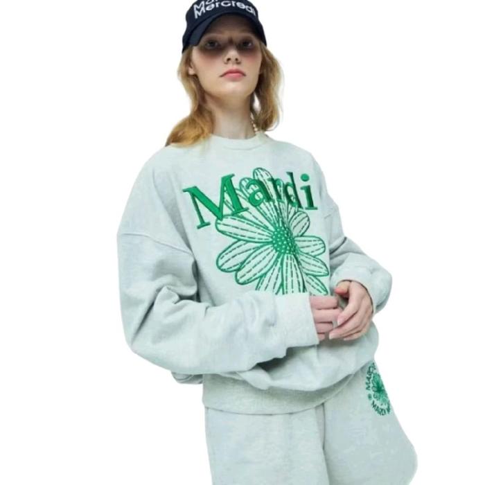 CN KOREA MARDI MISTY SABLON Sweater Wanita dengan Desain Bunga green  dan Tulisan Mardi untuk Gaya S