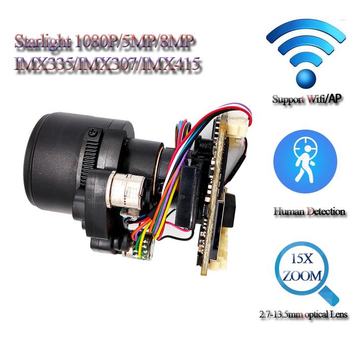 H.265 5MP/8MP Starlight Wireless Wifi IP PTZ Camera Module 2.7-13.5mm 5X Zoom Lens RTSP TF Card , Au