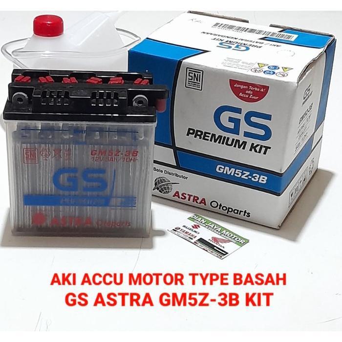 AKI ACCU MOTOR GM5Z3B GS ASTRA PREMIUM KIT 12V 5AH 10/HR SUPRA MIO SMASH GRAND