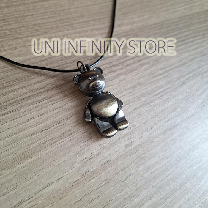 JWNE0462 Kalung Tali Korea Boneka Beruang Perunggu Bronze Bear Doll Necklace