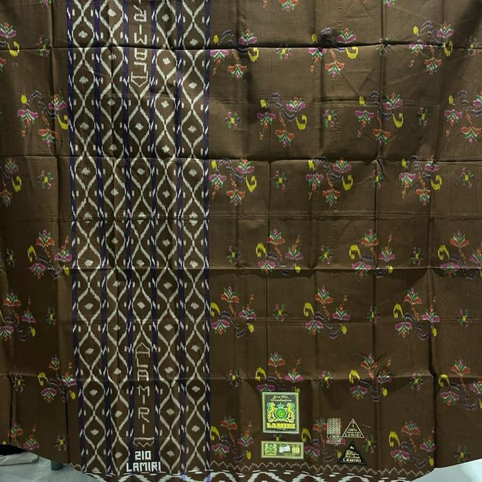 Lamiri kembang 50 persen sutra Muslim Motif Dewasa Hitam Putih