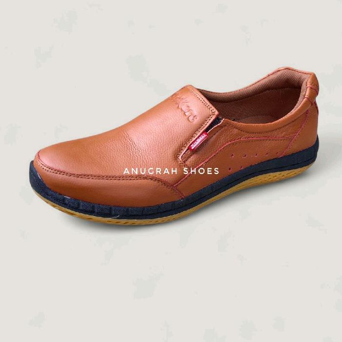 Anugrah Shoes Sepatu Pria Kasual Slip On Kerja Kantor Santai Bahan Kulit Sapi Terbaru Terlaris Warna