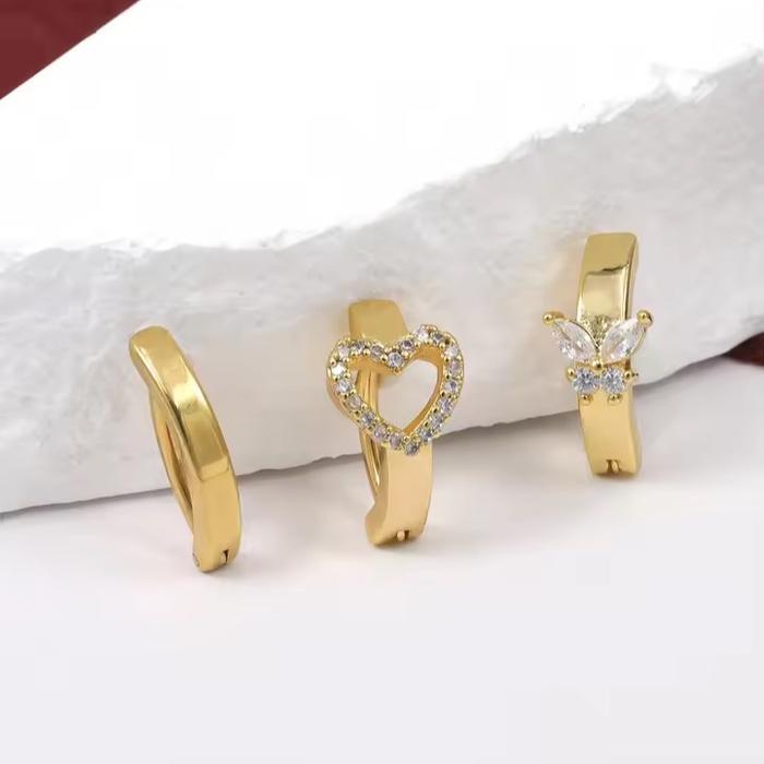 Piercing belly klik stainless steel emas / anting pusar kupu-kupu klik titanium Earrings