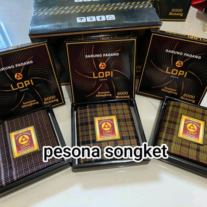 LOPI Sarung Padang Pesona Songket 6000 Benang Motif Plaid Klasik untuk Pria