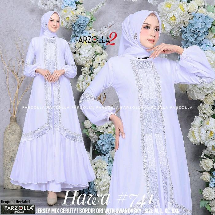 Hawa 741 white ori farzolla / gamis abaya putih terbaru 2025