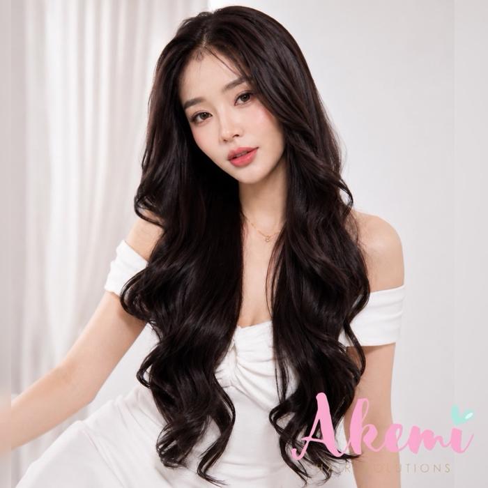 [AKEMI HAIR] - FULL LACE WIG AKEMI - MAHALINI WAVY 70cm Rambut Palsu Wanita Panjang Natural dengan R