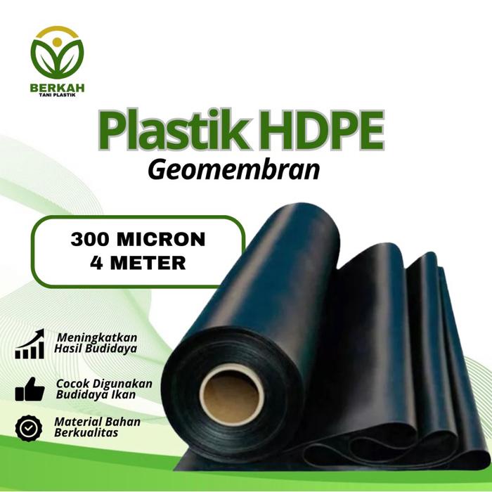 PLASTIK HDPE GEOMEMBRAN 4 METER, TEBAL 200/300 MICRON (anti bocor, anti uv, kuat dan tahan lama)
