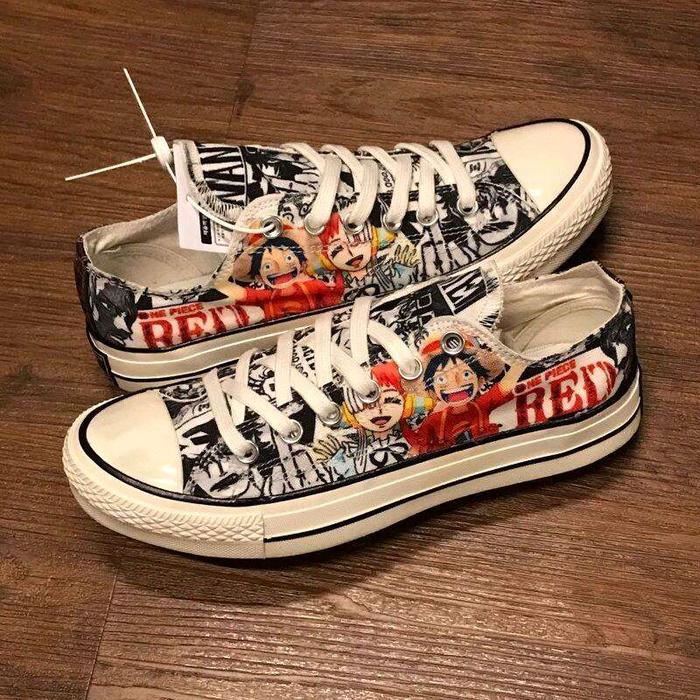 jual rk95 sepatu converse all star x 70s high motif one piece Shoes Pria Wanita Black Kerja Putih Pa