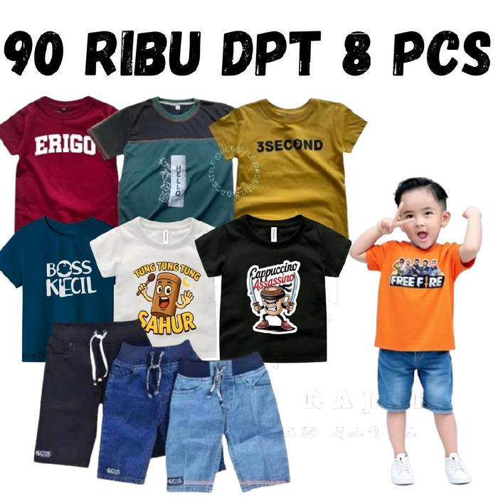 Baju Dan Celana Anak Laki Laki Jeans Paket Usaha Termurah 90 RIBU 8 Pcs 4 Kaos 4 Jeans Fashion Anak 