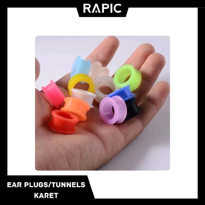 Ear Plug / Tunnels Silicon, Piercing Plong / Tindik Plong Berbahan Karet dan Ringan dipakai, Aksesor
