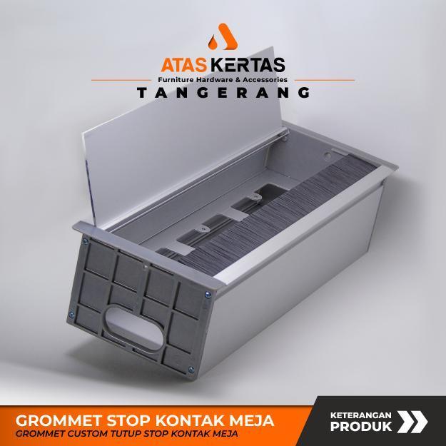 box stop kontak tanam meja - grommet cover stop kontak meja aluminium silver