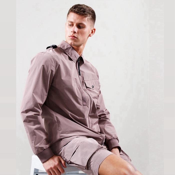 MA.STRUM Nylon Grid Overshirt Mud Pink Small